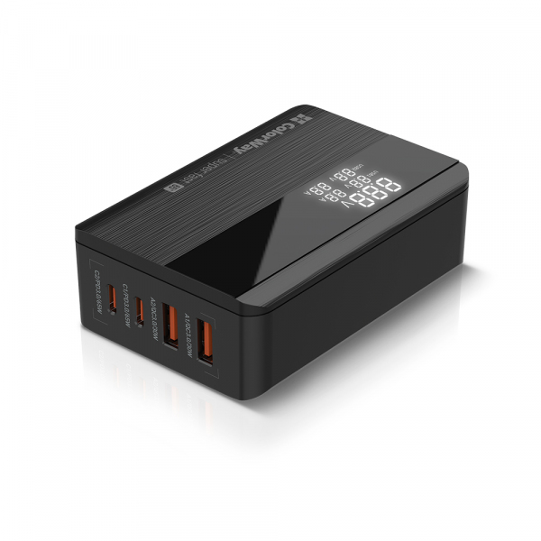 Incarcator Statie ColorWay Display, 65W, 3.25A, 2 x USB-A - 2 x USB-C, Negru