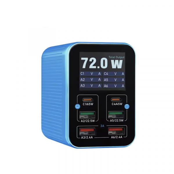 Incarcator Statie Relife Q4, 72W, 5A, 2 x USB-C - 4 x USB-A, Albastru