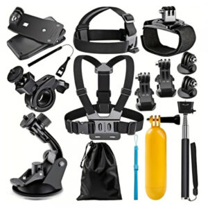 Kit Accesorii Camera Sport Techsuit SA15 pentru GoPro / SJCAM Series, 15in1, Negru