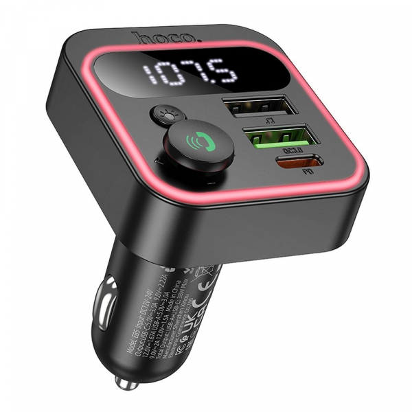 Modulator FM Bluetooth HOCO E85, 2 x USB-A - 1 x USB-C
