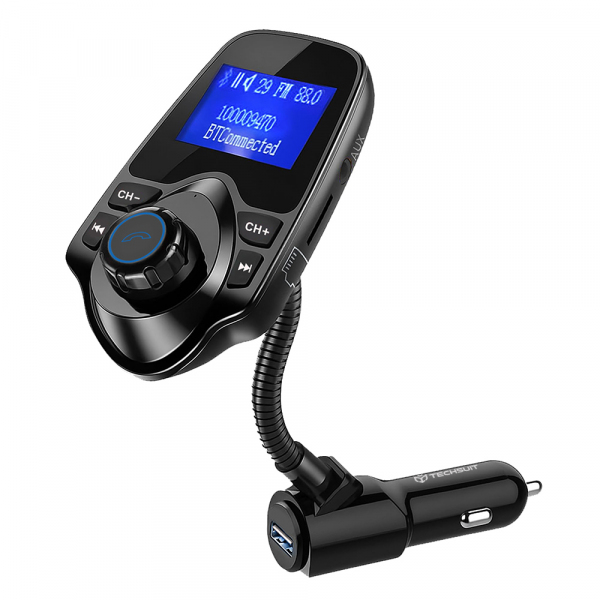 Modulator FM Bluetooth Techsuit MFM4, 1 x USB-A - 1 x 3.5mm - 1 x microSD, Negru
