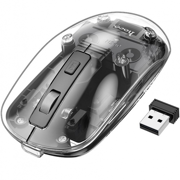 Mouse Wireless HOCO GM29, 1600DPI, BT / Wi-Fi, Negru