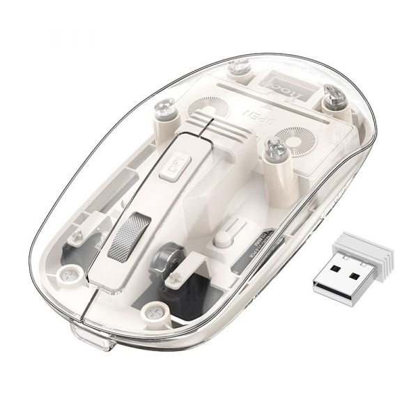 Mouse Wireless HOCO GM29, 1600DPI, BT / Wi-Fi, Alb