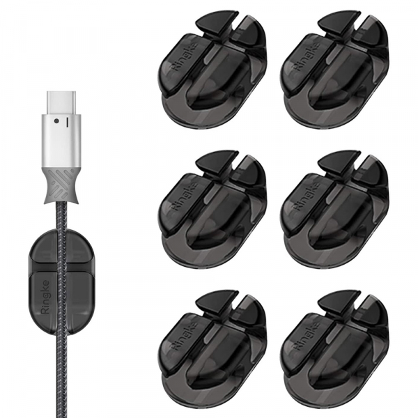 Organizator Cabluri Ringke, Set 6 bucati, Negru