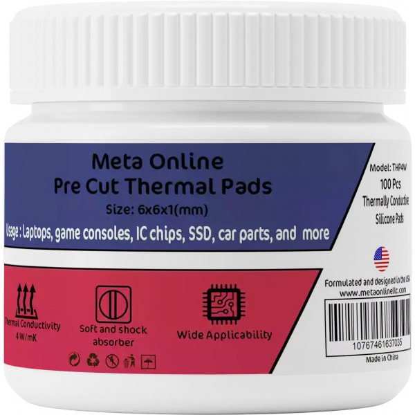 Pad Termoconductor Meta Online, 6mm x 6mm x 1mm, Set 100 bucati