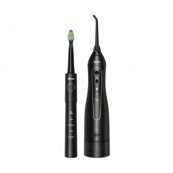 Periuta De Dinti Electrica si Irigator Bucal Bitvae E11 + F5020E, Neagra