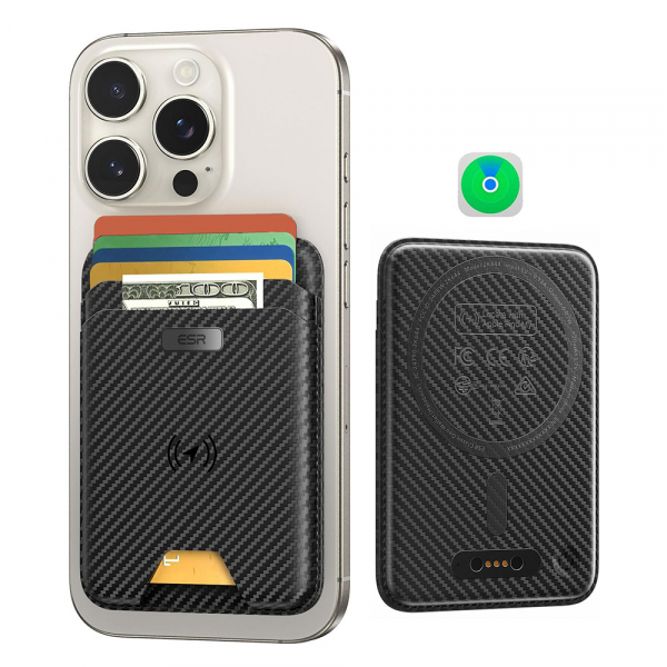 Portofel Magsafe, ESR, Classic Geo Carbon, Negru