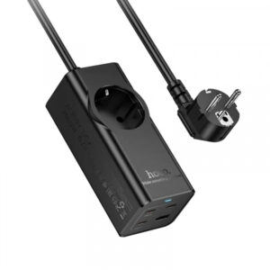 Prelungitor HOCO NS9, 1 x Schuko - 1 x USB-A - 3 x USB-C, Negru