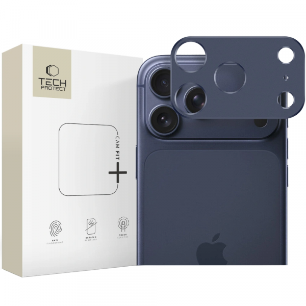 Rama protectie Camera Spate Tech-Protect Camalloy Fit+ pentru Apple iPhone 18 Pro Max / 17 Pro Max, Aluminiu, Bleumarin