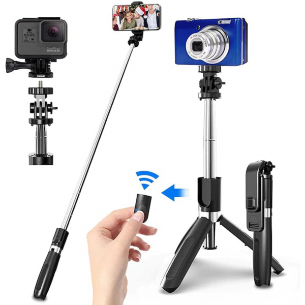 Selfie Stick Bluetooth Techsuit L02, Universal, Negru