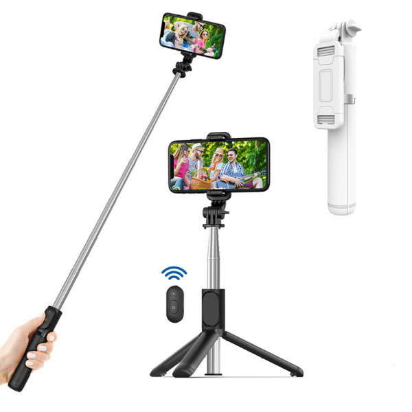 Selfie Stick Bluetooth Techsuit Q01, Universal, Alb