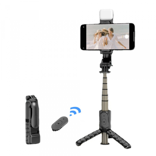 Selfie Stick Bluetooth Techsuit Q10s, Universal, Negru