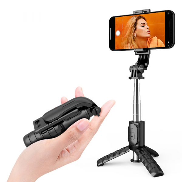 Selfie Stick Bluetooth Techsuit Q11, Universal, Negru