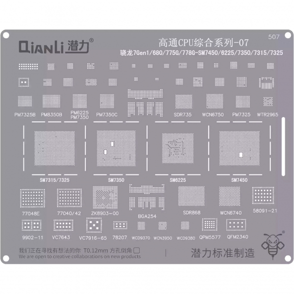 Sita BGA QIANLI QS507 pentru CPU Qualcomm SnapDragon 7 Series