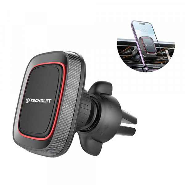 Suport Auto Magnetic Techsuit S4, Universal, Negru Rosu