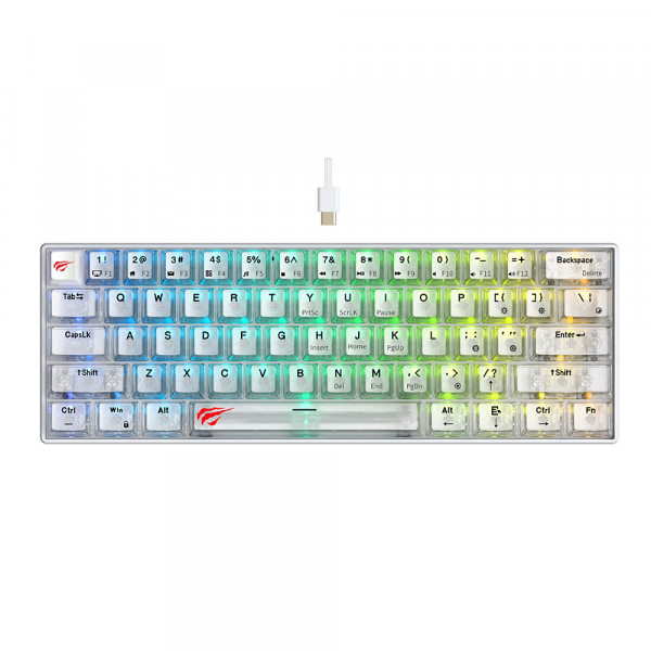 Tastatura Gaming Wired USB HAVIT KB903L, RGB, 1.8m, Transparenta Alba