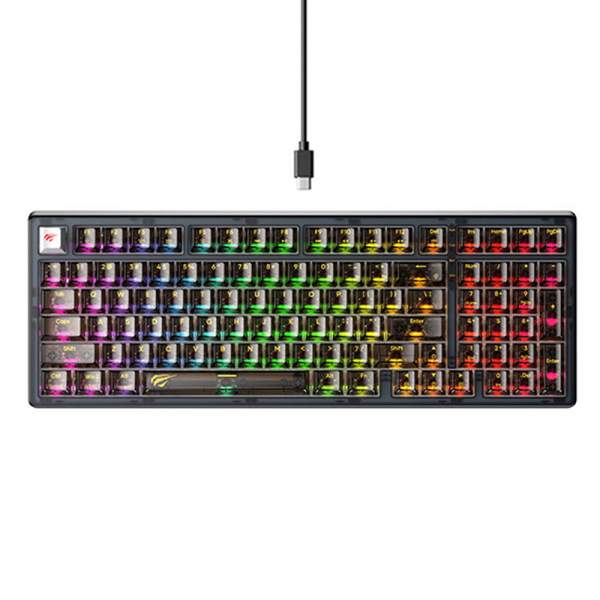Tastatura Gaming Wired USB HAVIT KB875L, RGB, 1.8m, Transparenta Neagra