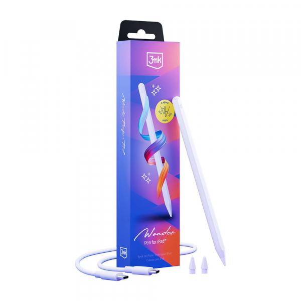 Touch Pen 3MK Wonder pentru Apple iPad, Versiune Activ, Alb