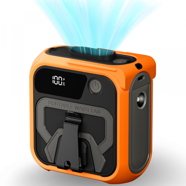 Ventilator Portabil Techsuit Z13 cu baterie externa 10000mAh, Portocaliu