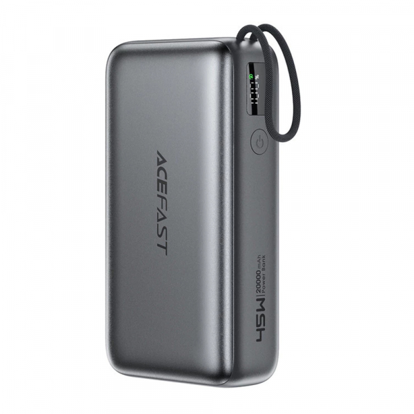 Baterie Externa Acefast M34, 20000mAh, 45W, QC + PD , 1 x USB-A - 2 x USB-C, Gri