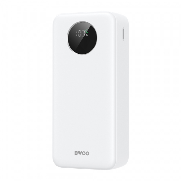 Baterie Externa BWOO BO-P64, 30000mAh, 22.5W, QC + PD, 1 x USB-C - 2 x USB-A, Alba