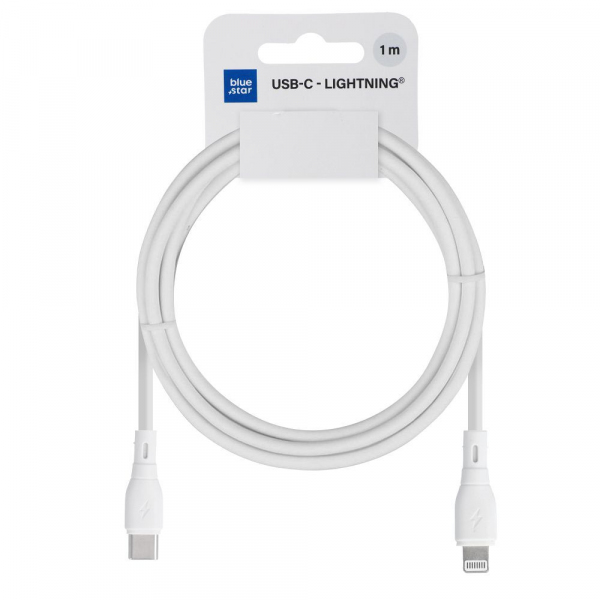 Cablu Date si Incarcare USB-C - Lightning Blue Star Eco, 27W, 1m, Alb