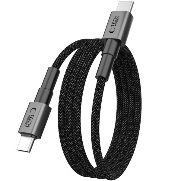 Cablu Date si Incarcare USB-C - USB-C Tech-Protect Ultraboost DNA MagTwist, 100W, 2m, Gri