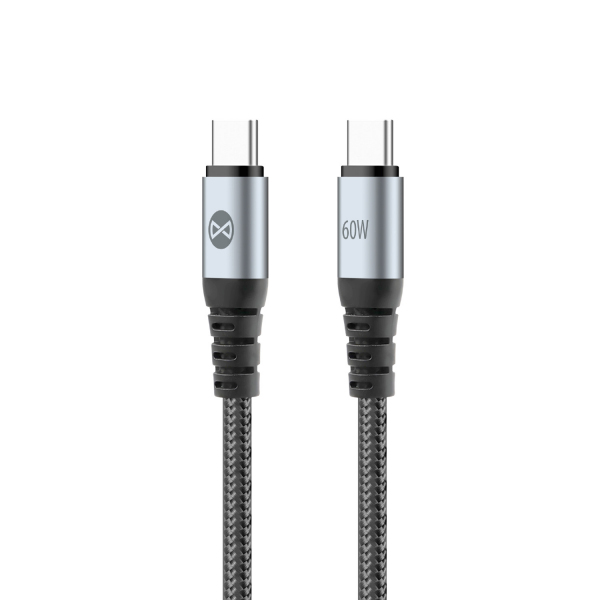 Cablu Date si Incarcare USB-C - USB-C Forever Braix, 60W, 1m, Negru
