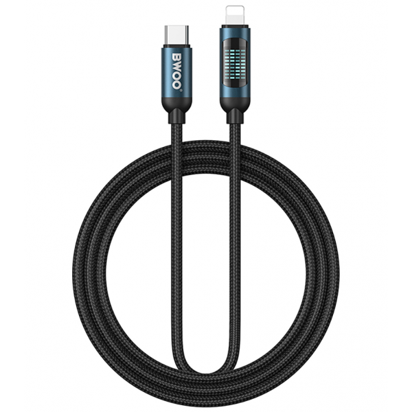 Cablu Date si Incarcare USB-C - Lightning BWOO X305 Display, 27W, 1m, Negru