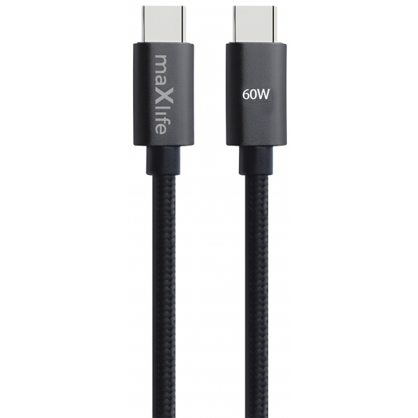 Cablu Date si Incarcare USB-C - USB-C MaXlife MXUC-12, 60W, 2m, Negru