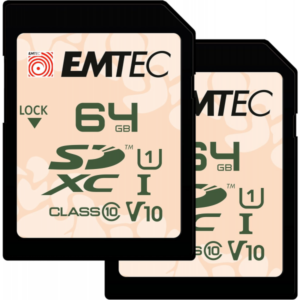 Card Memorie SDXC Emtec Rugged Outdoor, 64Gb, Clasa 10 / UHS-1 U1, Set 2 bucati ECMSD64GXCU1ORP2