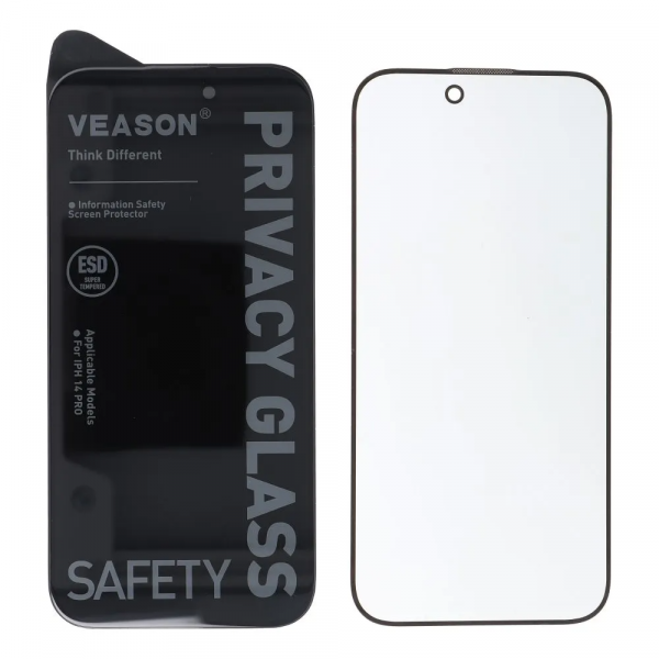 Folie de protectie Ecran Privacy Veason pentru Apple iPhone 17e / 16e / 14 / 13 Pro, Sticla Securizata, Full Glue, 6D