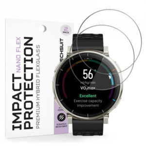 Folie Protectie Techsuit Nano Flex pentru Amazfit Active 3 Premium, Plastic, Set 2 bucati, Neagra