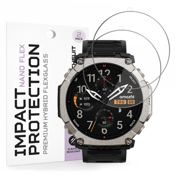 Folie Protectie Techsuit Nano Flex pentru Amazfit T-Rex Ultra 2, Plastic, Set 2 bucati, Neagra