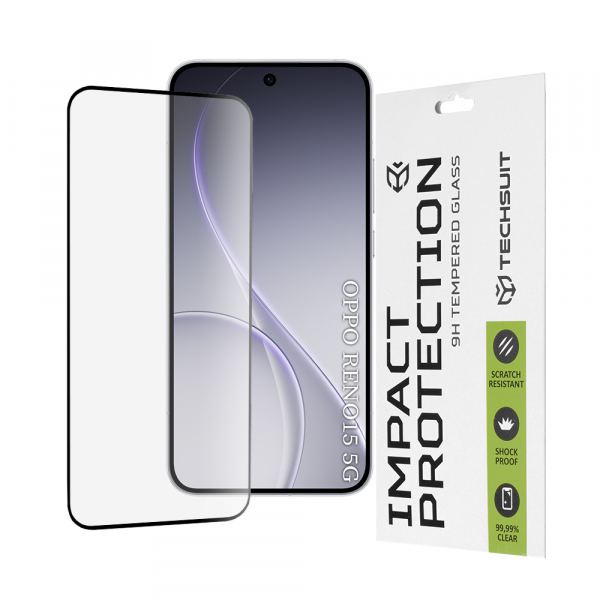 Folie de protectie Ecran Techsuit pentru Oppo Reno15, Sticla Securizata, Full Glue, 111D, Neagra