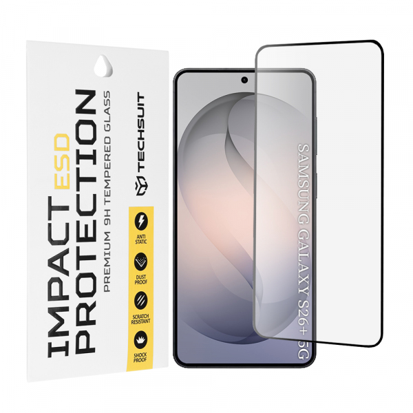 Folie de protectie Ecran Techsuit pentru Samsung Galaxy S26 Plus S947, Sticla Securizata, Full Glue, Neagra