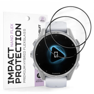 Folie Protectie Techsuit Nano Flex pentru Garmin Fenix 8 43mm, Set 2 bucati, Plastic, Neagra