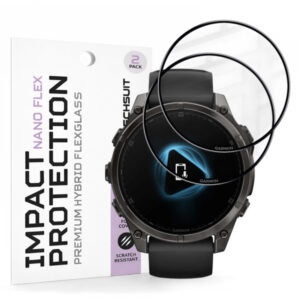 Folie Protectie Techsuit Nano Flex pentru Garmin Fenix 8 Pro 47mm / 8 47mm, Set 2 bucati, Plastic, Neagra