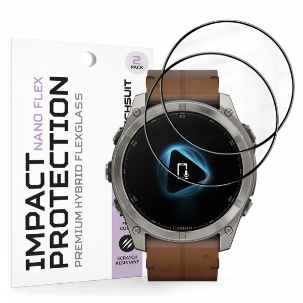 Folie Protectie Techsuit Nano Flex pentru Garmin Fenix 8 Pro 51mm / 8 51mm, Set 2 bucati, Plastic, Neagra