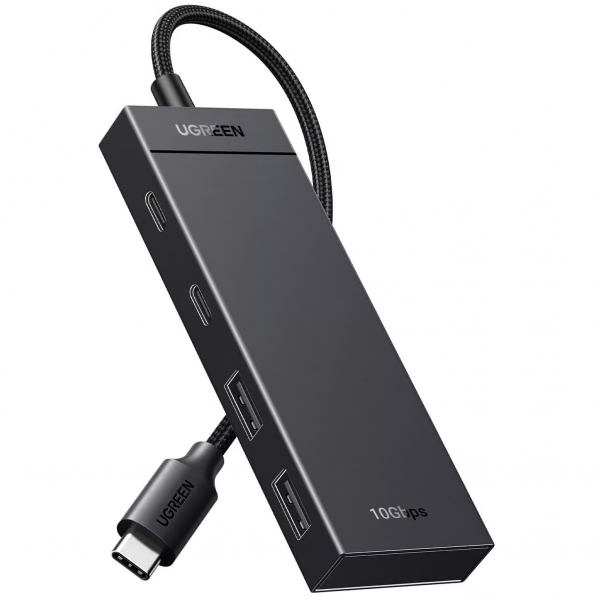 Hub USB-C UGREEN CM416, 2 x USB-A 3.1 - 2 x USB-C, 0.25m, Negru