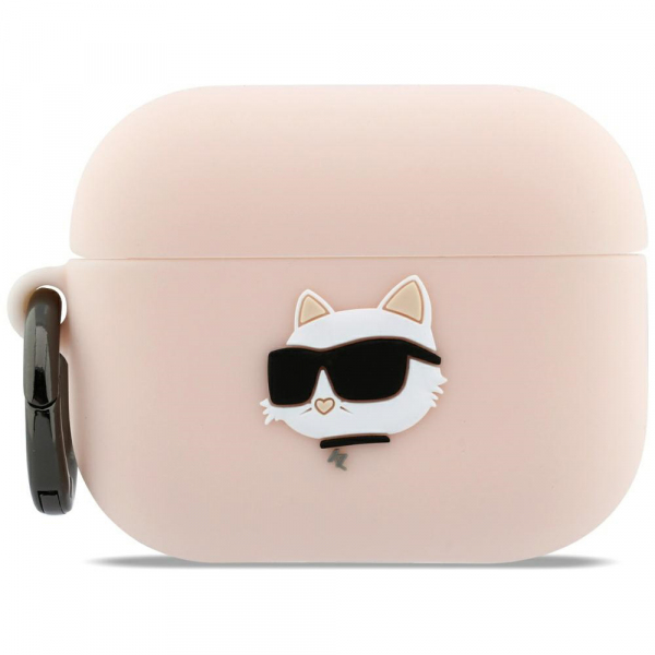 Husa Karl Lagerfeld Silicone Choupette\'s Head 3D pentru Apple AirPods Pro 3, Roz