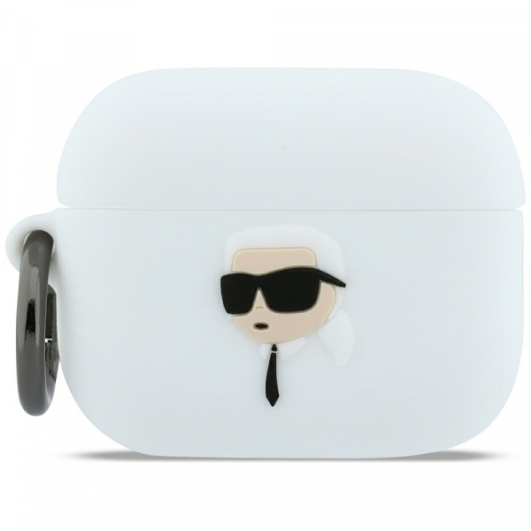 Husa Karl Lagerfeld 3D Karl\'s Head pentru Apple AirPods Pro 3, Alba