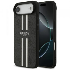 Husa MagSafe pentru Apple iPhone 17 Air, Guess, 4G Printed Stripes, Neagra
