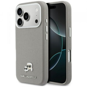 Husa MagSafe pentru Apple iPhone 18 Pro / 17 Pro, Karl Lagerfeld, Saffiano Karl & Choupette Pins, Gri