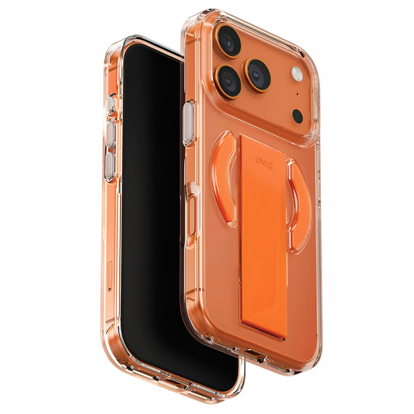 Husa MagSafe pentru Apple iPhone 18 Pro Max / 17 Pro Max, UNIQ, Heldro Air MagClick, Transparenta Portocalie