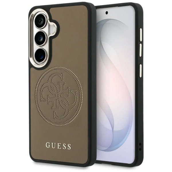 Husa MagSafe pentru Samsung Galaxy S26 S942, Guess, Perforated Logo, Maro