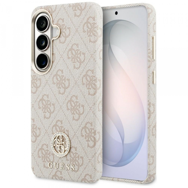 Husa MagSafe pentru Samsung Galaxy S26 S942, Guess, Rhinestone Round Logo, Roz