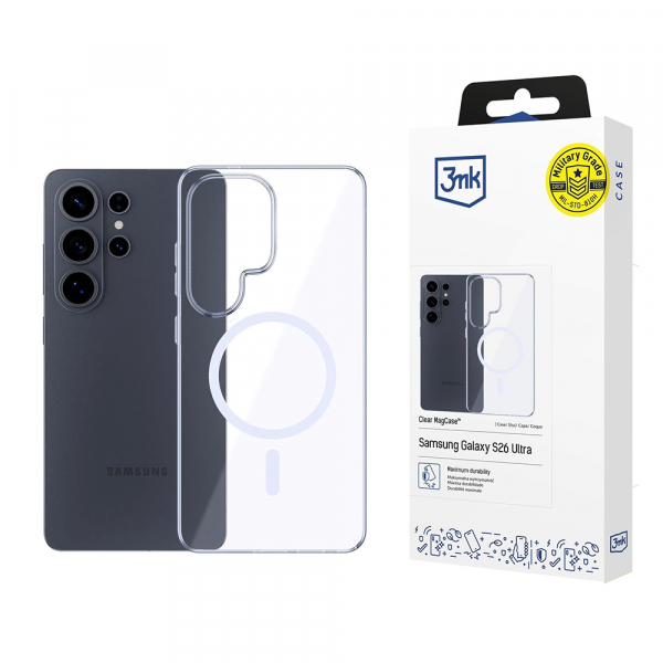 Husa MagSafe pentru Samsung Galaxy S26 Ultra S948, 3MK, Clear MagCase, Transparenta