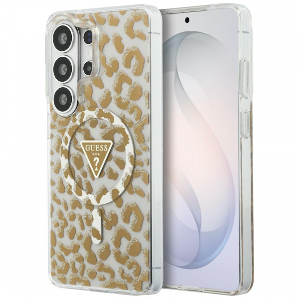 Husa MagSafe pentru Samsung Galaxy S26 Ultra S948, Guess, IML Leopard Pattern, Maro