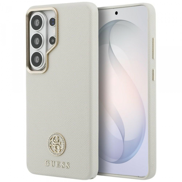 Husa MagSafe pentru Samsung Galaxy S26 Ultra S948, Guess, Rhinestone Round Logo, Bej
